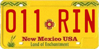 NM license plate 011RIN