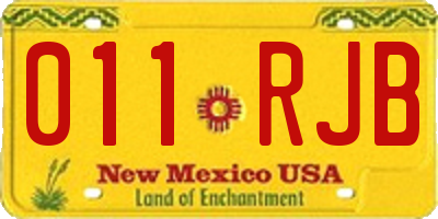 NM license plate 011RJB