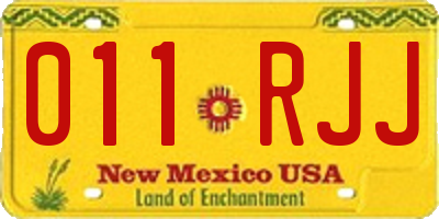 NM license plate 011RJJ