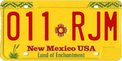 NM license plate 011RJM