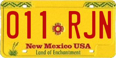 NM license plate 011RJN