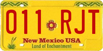 NM license plate 011RJT