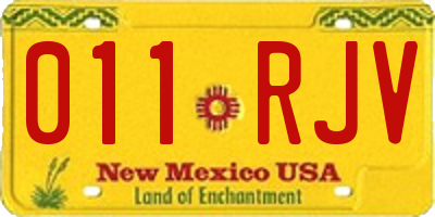 NM license plate 011RJV