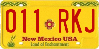 NM license plate 011RKJ