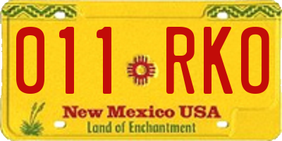 NM license plate 011RKO
