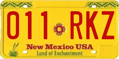 NM license plate 011RKZ