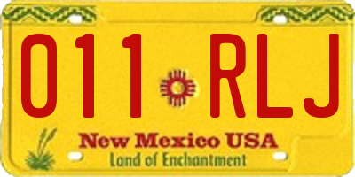 NM license plate 011RLJ