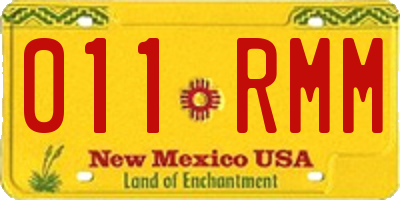 NM license plate 011RMM