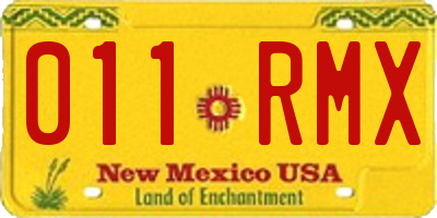 NM license plate 011RMX