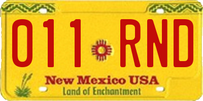 NM license plate 011RND