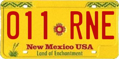 NM license plate 011RNE