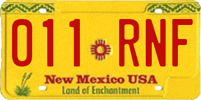 NM license plate 011RNF