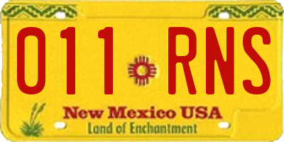 NM license plate 011RNS