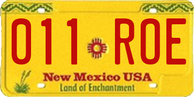 NM license plate 011ROE