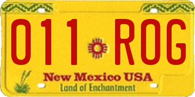 NM license plate 011ROG
