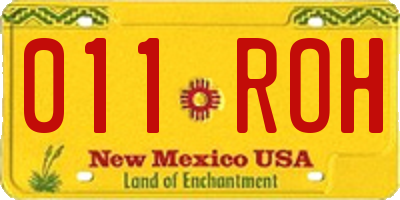 NM license plate 011ROH