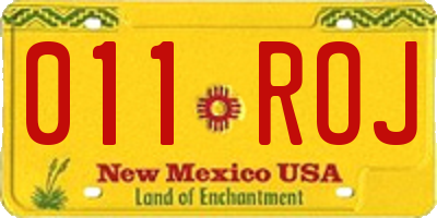 NM license plate 011ROJ