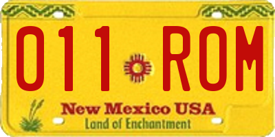 NM license plate 011ROM