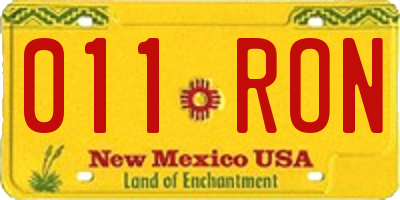 NM license plate 011RON