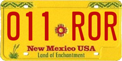 NM license plate 011ROR