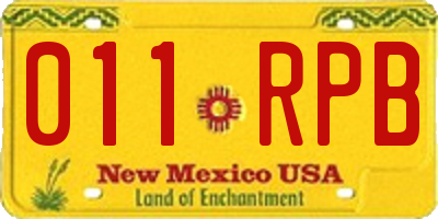 NM license plate 011RPB