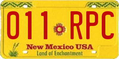 NM license plate 011RPC