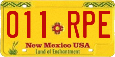 NM license plate 011RPE