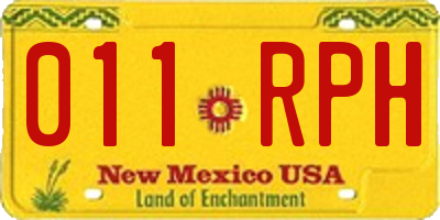 NM license plate 011RPH