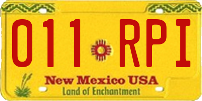NM license plate 011RPI