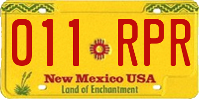 NM license plate 011RPR