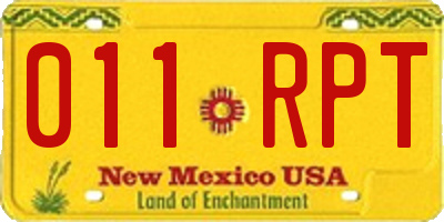 NM license plate 011RPT