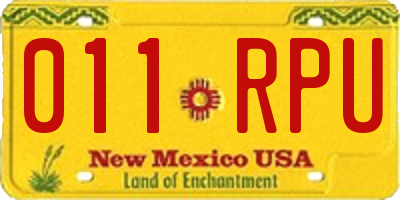 NM license plate 011RPU