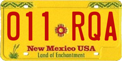 NM license plate 011RQA