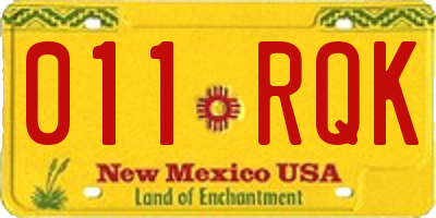 NM license plate 011RQK