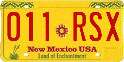 NM license plate 011RSX