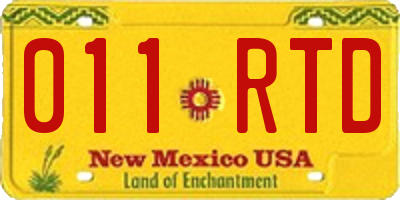 NM license plate 011RTD