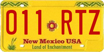 NM license plate 011RTZ