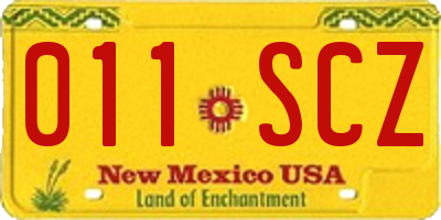 NM license plate 011SCZ