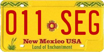 NM license plate 011SEG