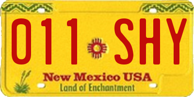 NM license plate 011SHY