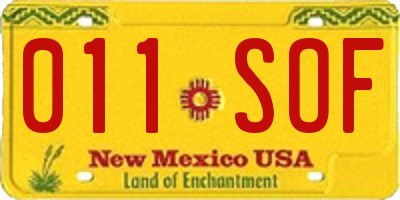 NM license plate 011SOF