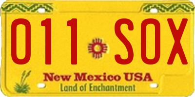 NM license plate 011SOX