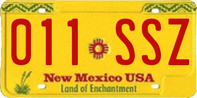 NM license plate 011SSZ
