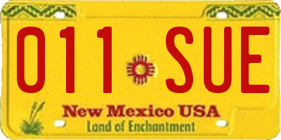 NM license plate 011SUE