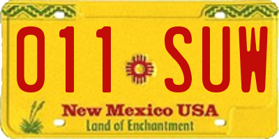 NM license plate 011SUW