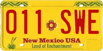NM license plate 011SWE