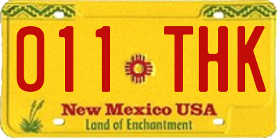 NM license plate 011THK