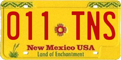 NM license plate 011TNS