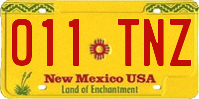 NM license plate 011TNZ