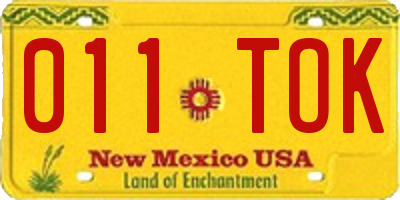 NM license plate 011TOK